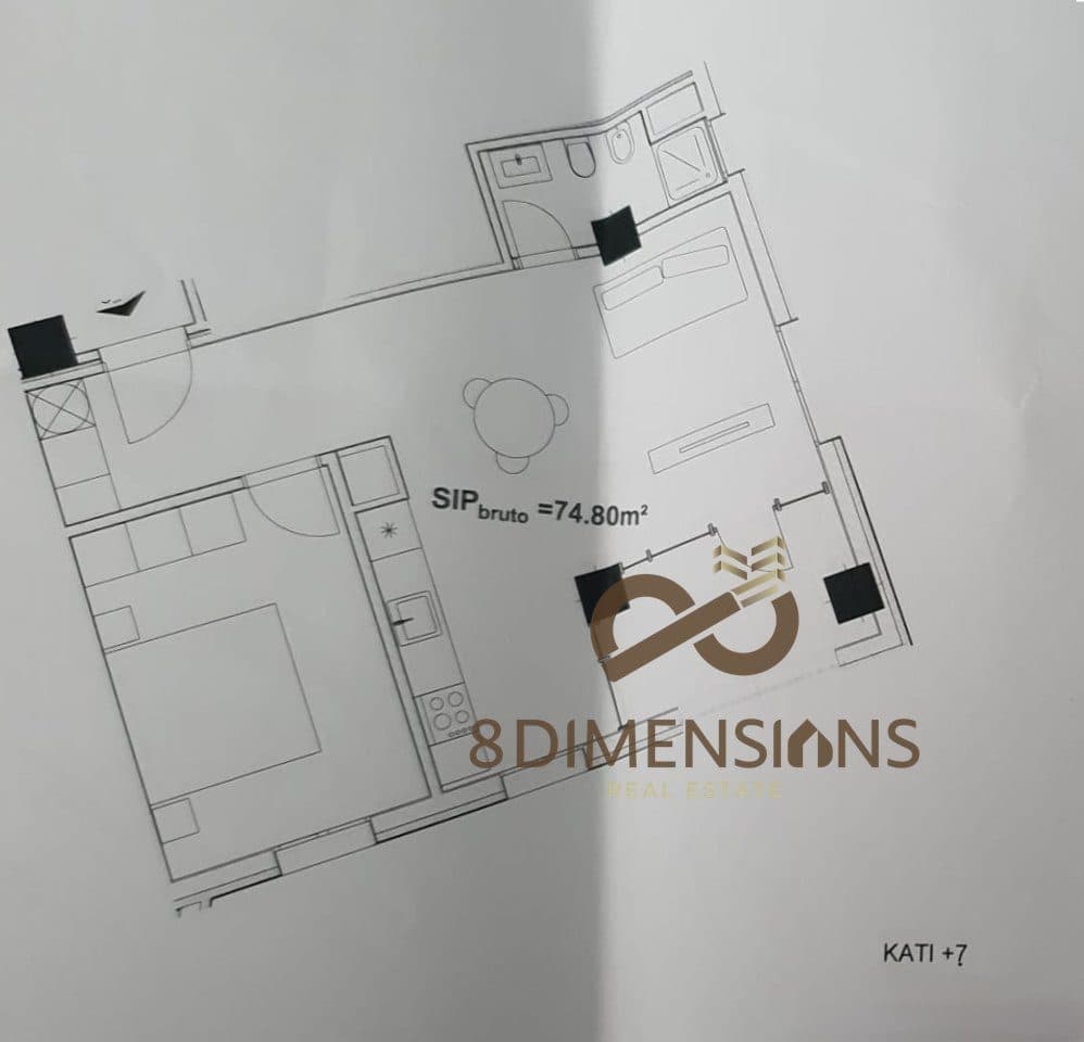 Shiten Tipologji Apartamentesh 1+1 te River Park Residence (D8141A-81) 2