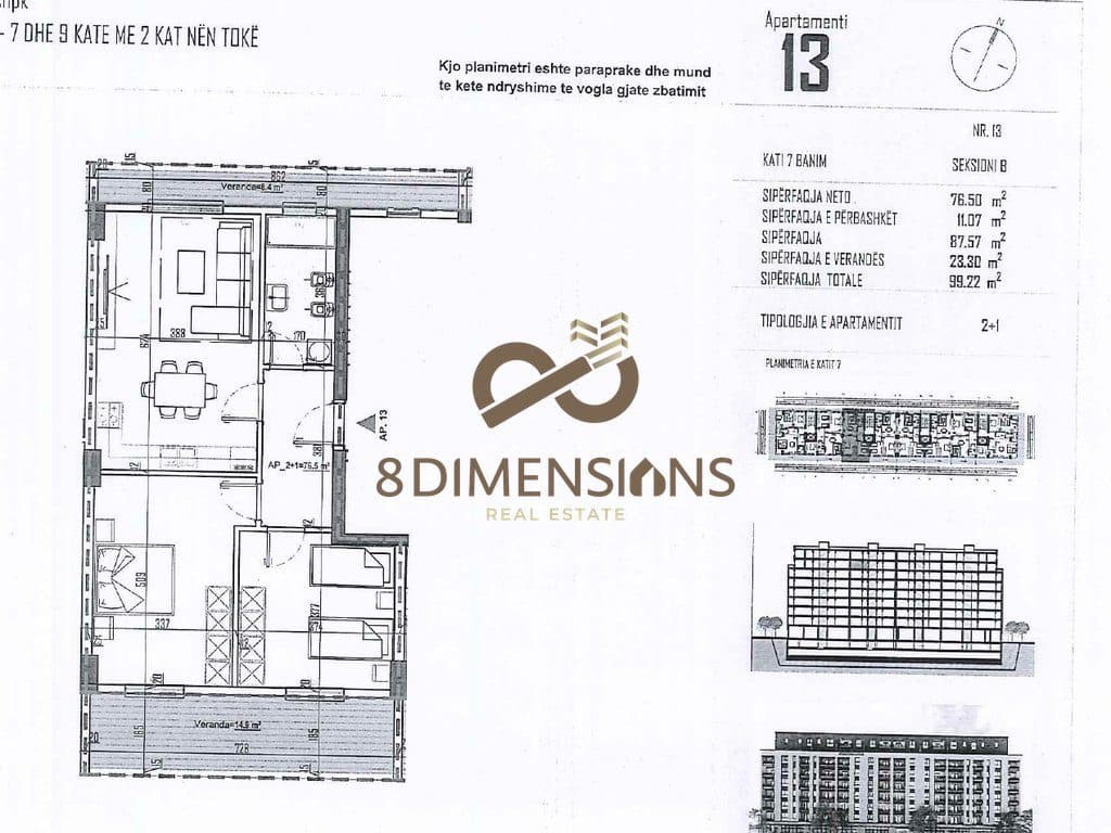 SUPER MUNDESI!! Shitet Apartament 2+1+ Verande ne Rrugen Aleksandria-Kamez