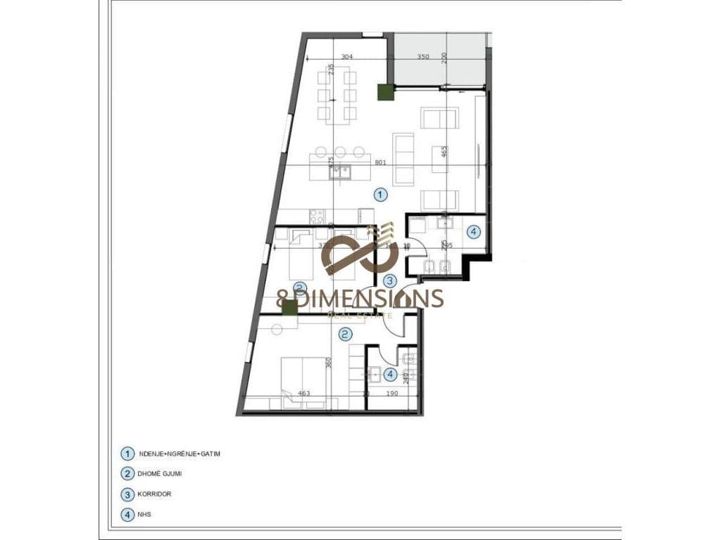 Shitet Apartament 2+1 ne Kashar prane Casa Italias me siperfaqe ndertimi 125.1m2 (D8142A-17) E.C
