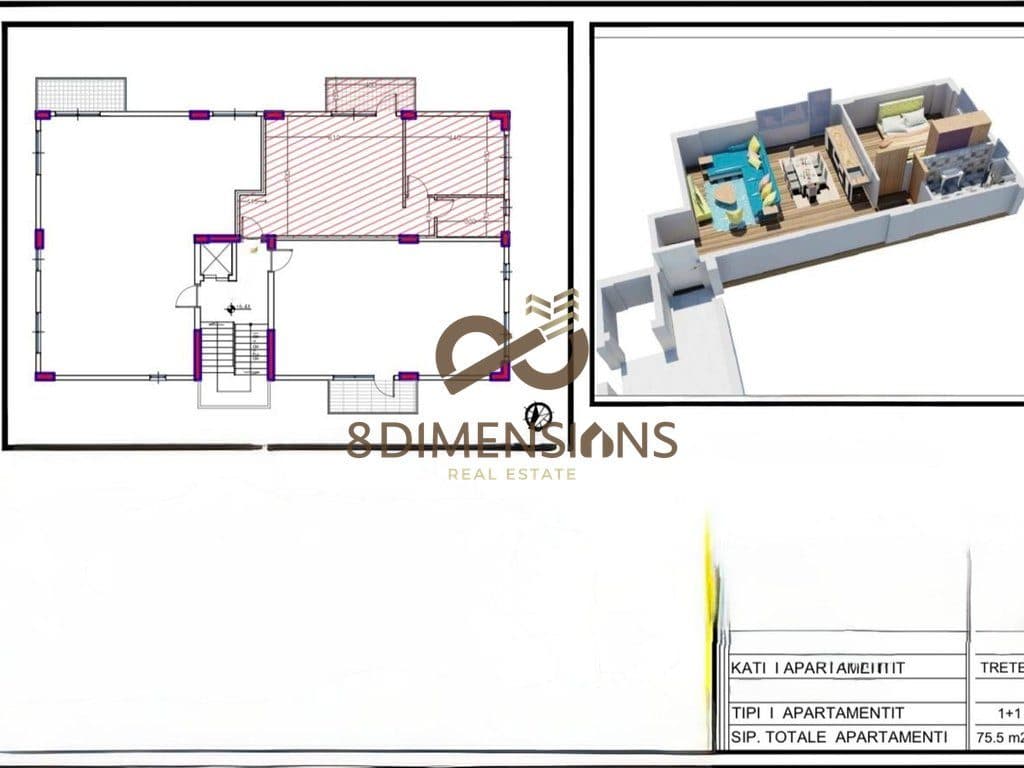 SHITET SUPER APARTAMENT 1+1 PRANE LIQENIT TE FARKES, PRANE QETESISE ABSOLUTE DHE GJELBERIMIT!!! (D8141A-61)E.C