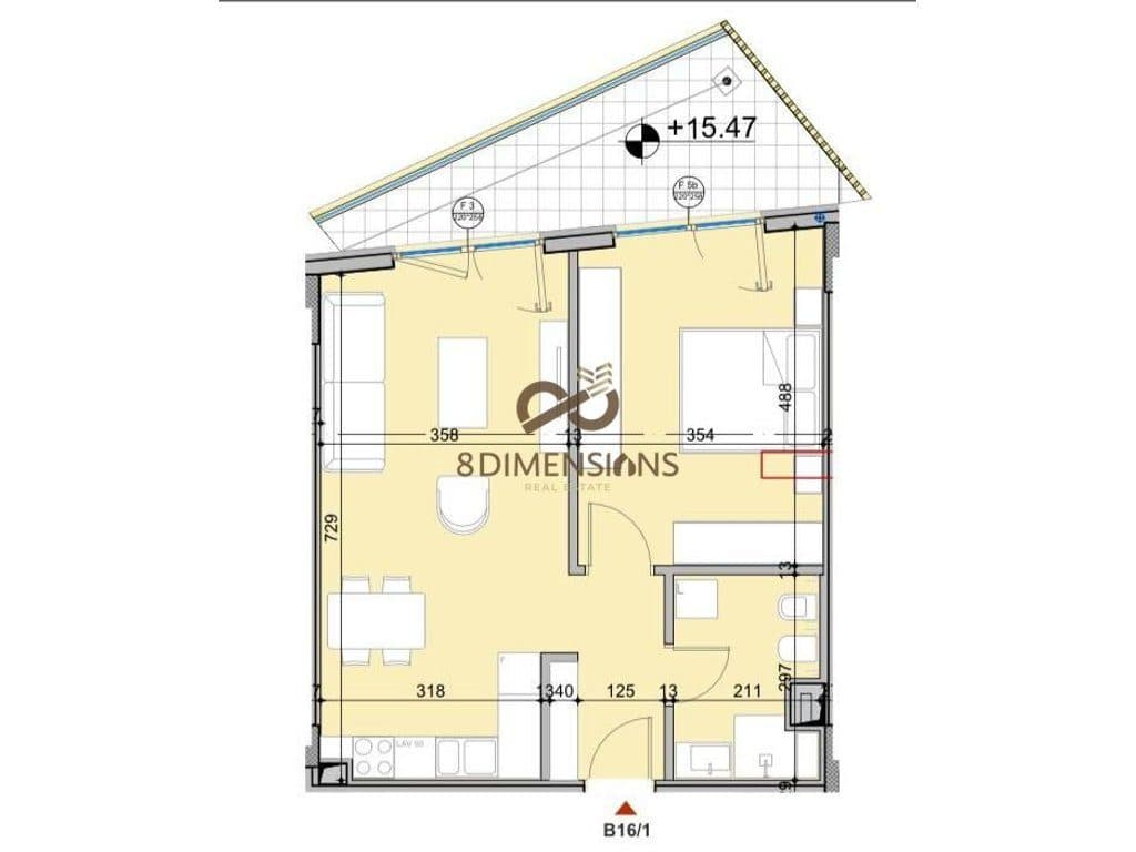 Apartament 1+1 per shitje - Liqeni i Thate (D829A-2)