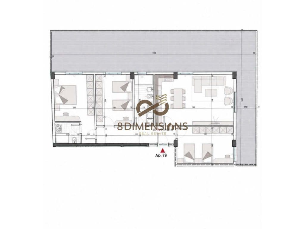 Shitet Penthouse 3+1+2 ne Qender te Kamzes D8143A-34