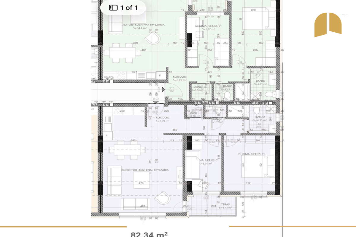3 Banesa në SHITJE – 82.34m², 76.34m², 60.29m² – Kalabri 2