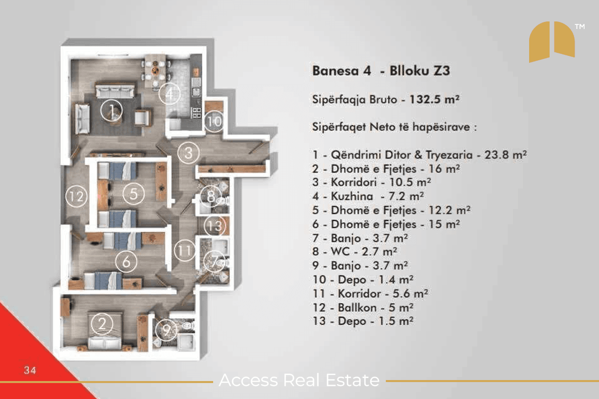 Banesë në SHITJE – 3 dhoma gjumi – Prishtina e Re 2