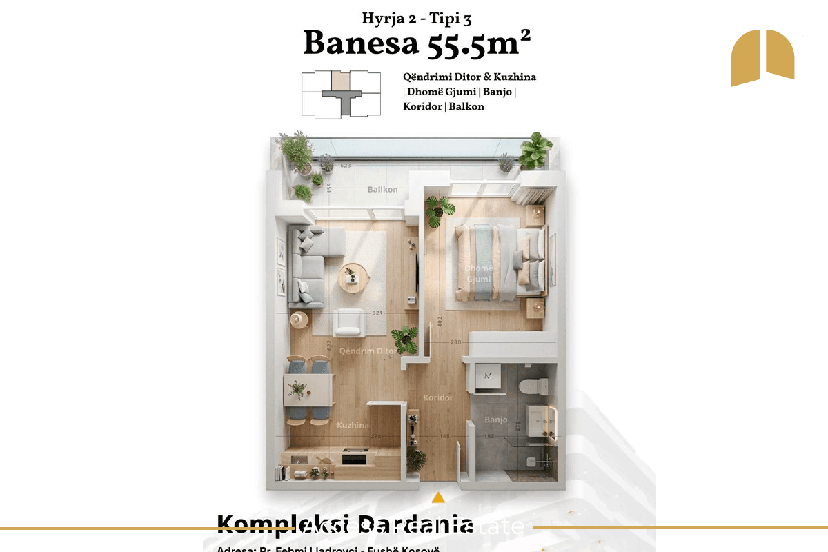 Banesë në SHITJE – 1 dhomë gjumi – Fushë Kosovë 3