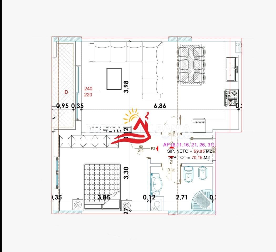 Apartament 1+1 ne Shitje afer KMY, Rruga Rexhep Shala Ne Yzberisht (ID 41111584)