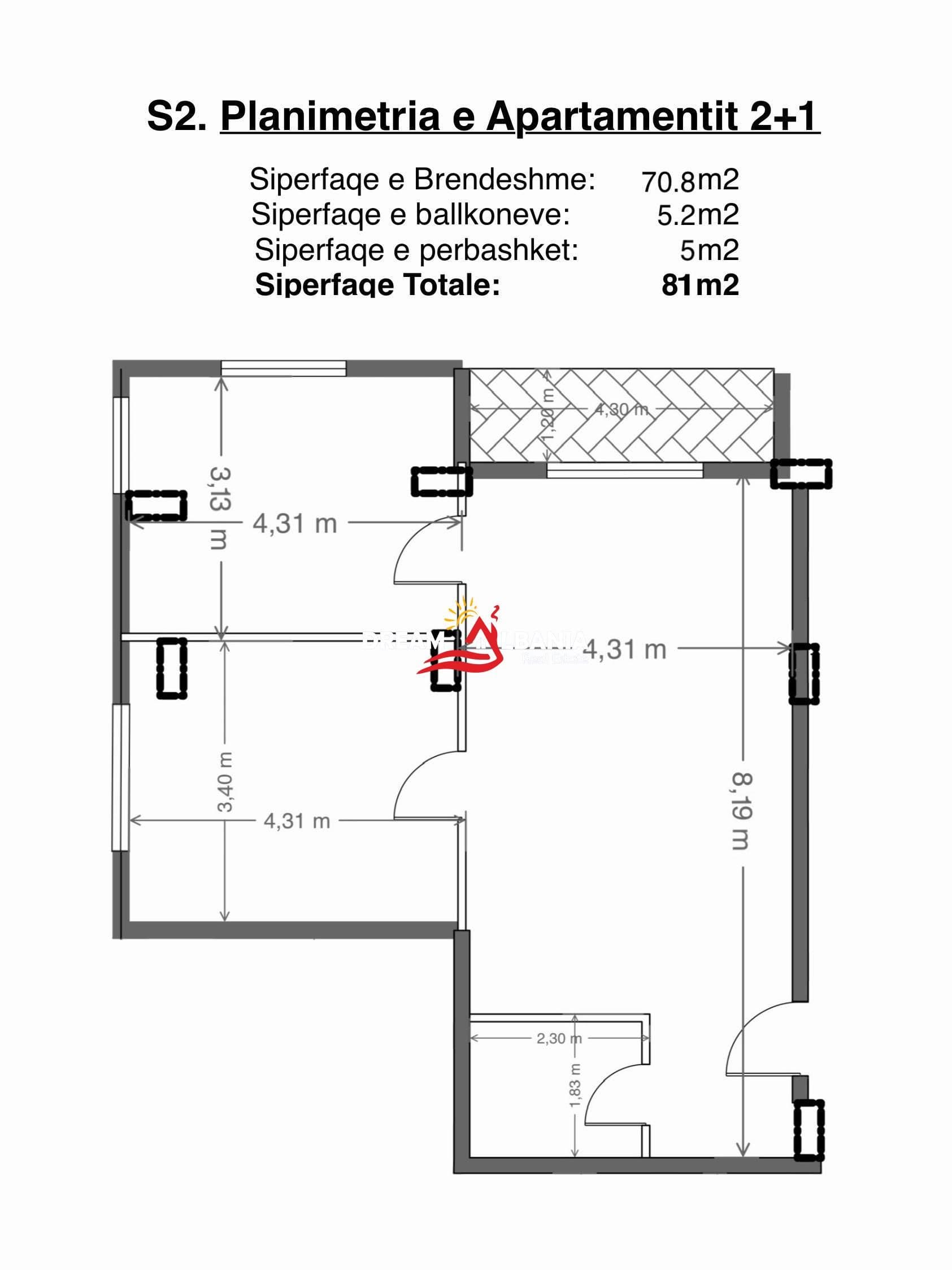 Apartament 2+1 Ne Shitje Te Kodra E Diellit (ID 41212300)