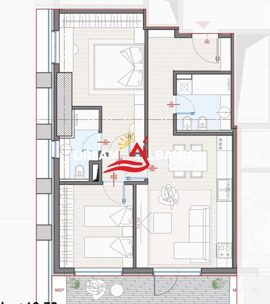 Apartament 2+1+2 ne Shitje Tek Kompleksi Manhattan, Zogu i Zi Tirane (ID 41212286 )