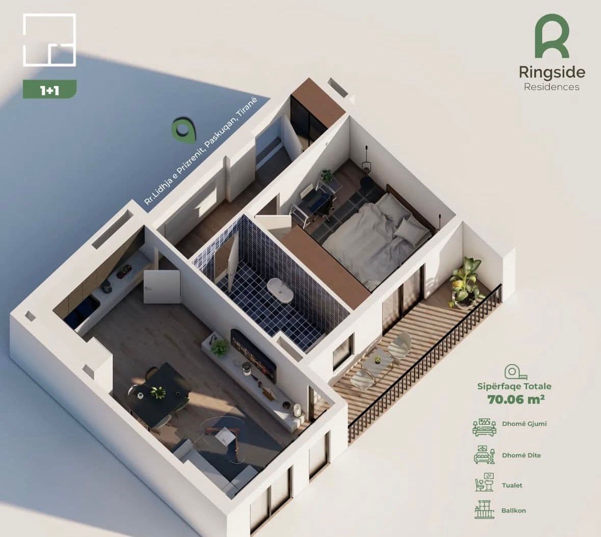 Shitet apartament 1+1 ne Paskuqan pagesa me keste 3