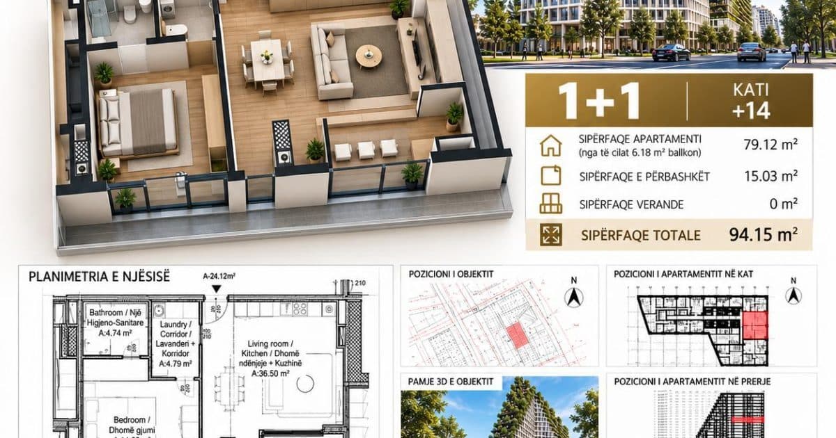 Apartament 1+1 në shitje Bulevardi Ri, Tiranë