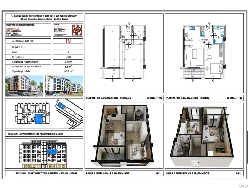 APARTAMENT 1+1 NË SHITJE – REZIDENCA LOREDIS, QERRET