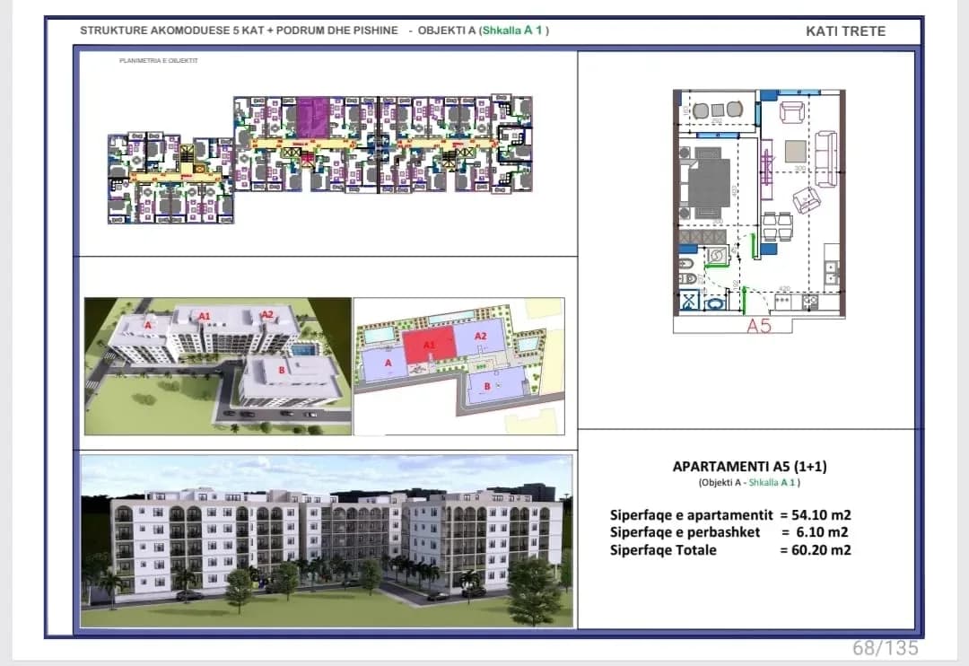 Shitet Apartament 1+1 në plazhin e Golemit,ndertim i ri