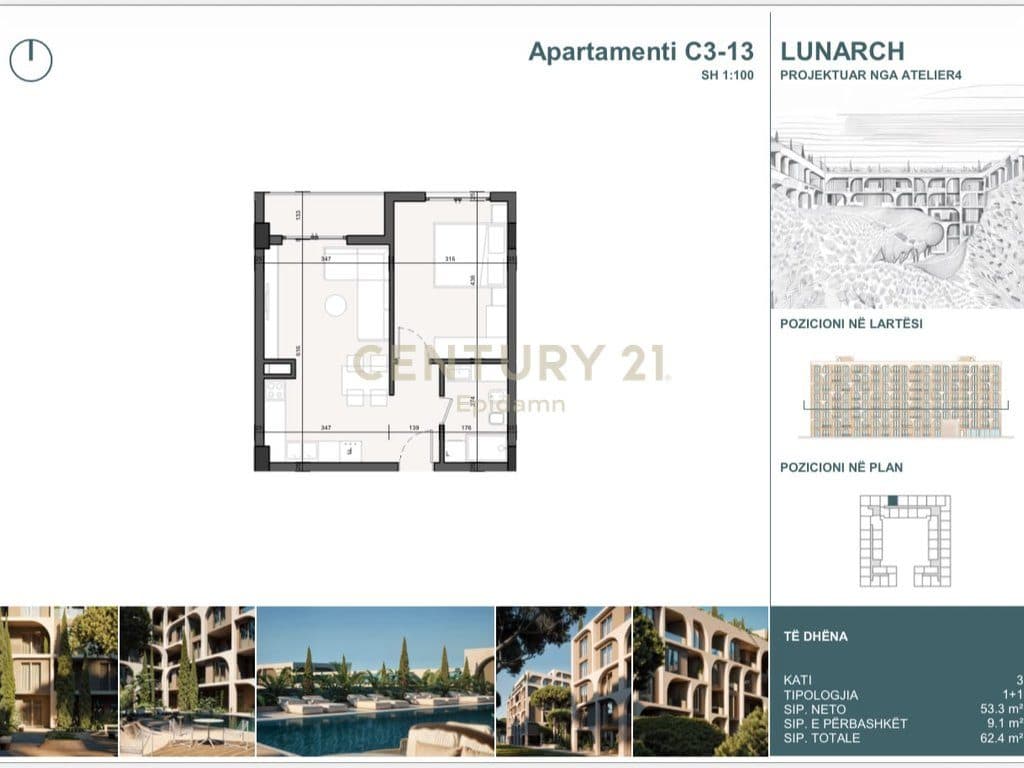 EXCLUSIVE ! Apartament 1+1 për shitje në Lunarch Residence Mali i Robit ! 4