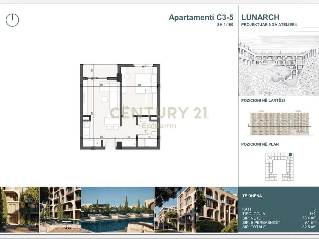 EXCLUSIVE ! Apartament 1+1 për shitje në Lunarch Residence Mali i Robit ! 4