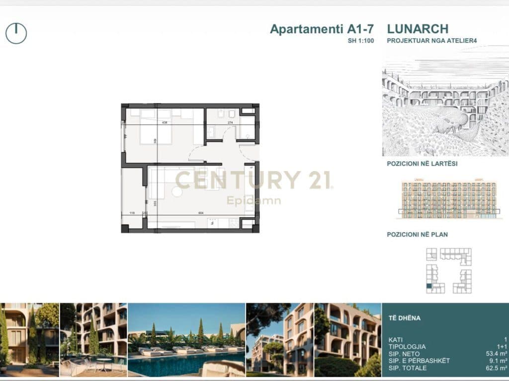 EXCLUSIVE ! Apartament 1+1 për shitje në Lunarch Residence Mali i Robit ! 3