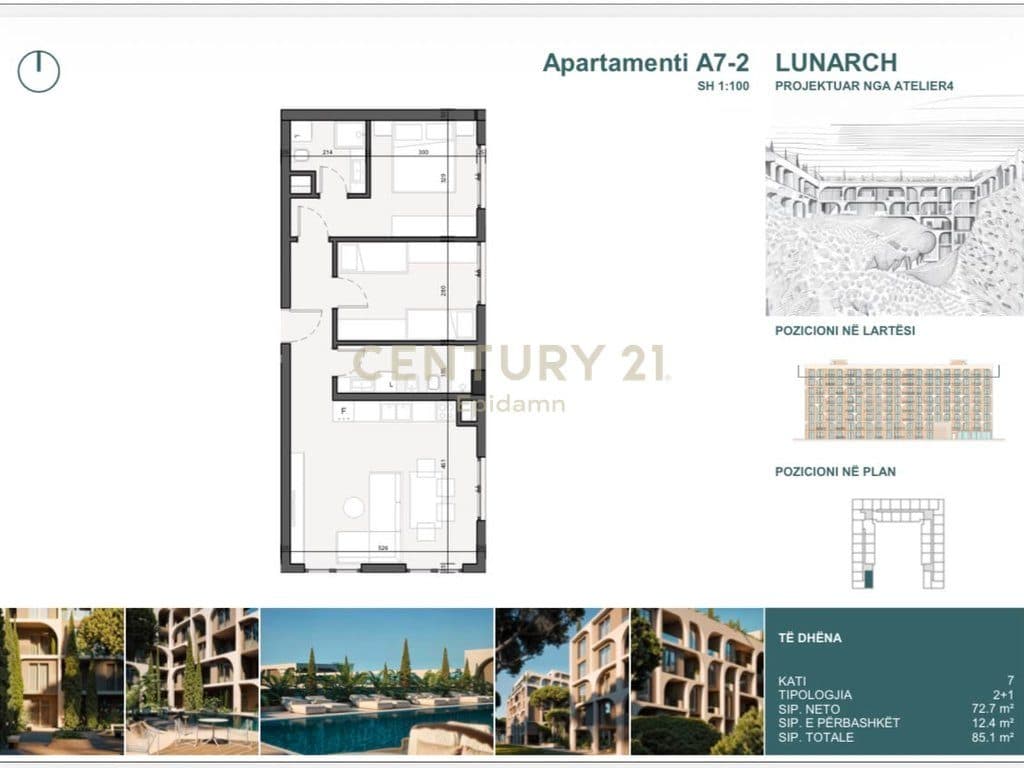 EXCLUSIVE ! Apartament 2+1 për shitje në Lunarch Residence Mali i Robit ! 4