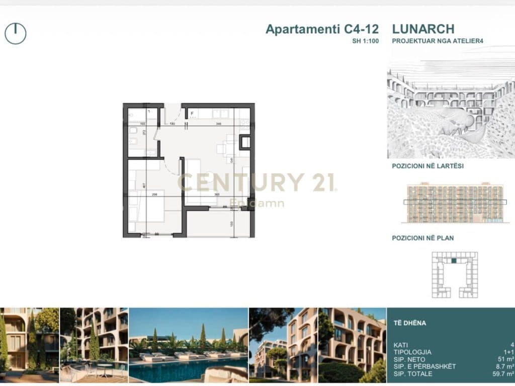 EXCLUSIVE ! Apartament 1+1 për shitje në Lunarch Residence Mali i Robit ! 4