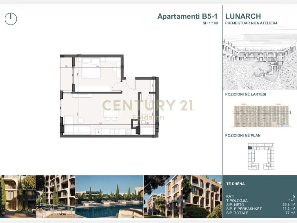 EXCLUSIVE ! Apartament 1+1 për shitje në Lunarch Residence Mali i Robit ! 4