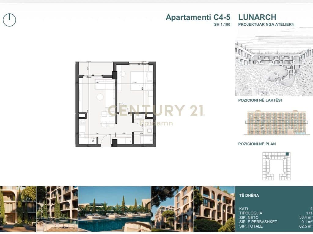 EXCLUSIVE ! Apartament 1+1 për shitje në Lunarch Residence Mali i Robit ! 4