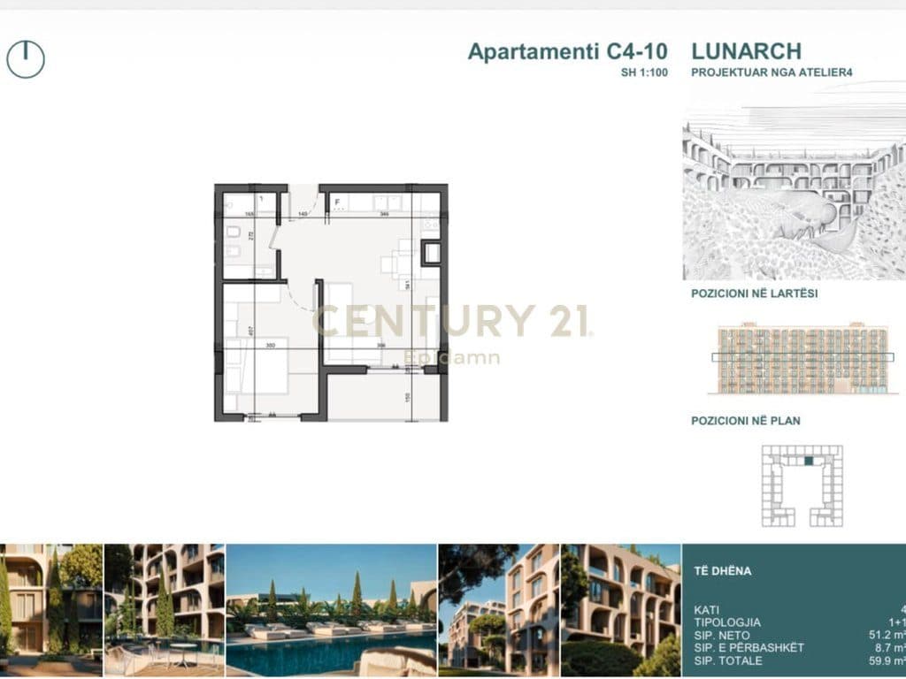 EXCLUSIVE ! Apartament 1+1 për shitje në Lunarch Residence Mali i Robit ! 4