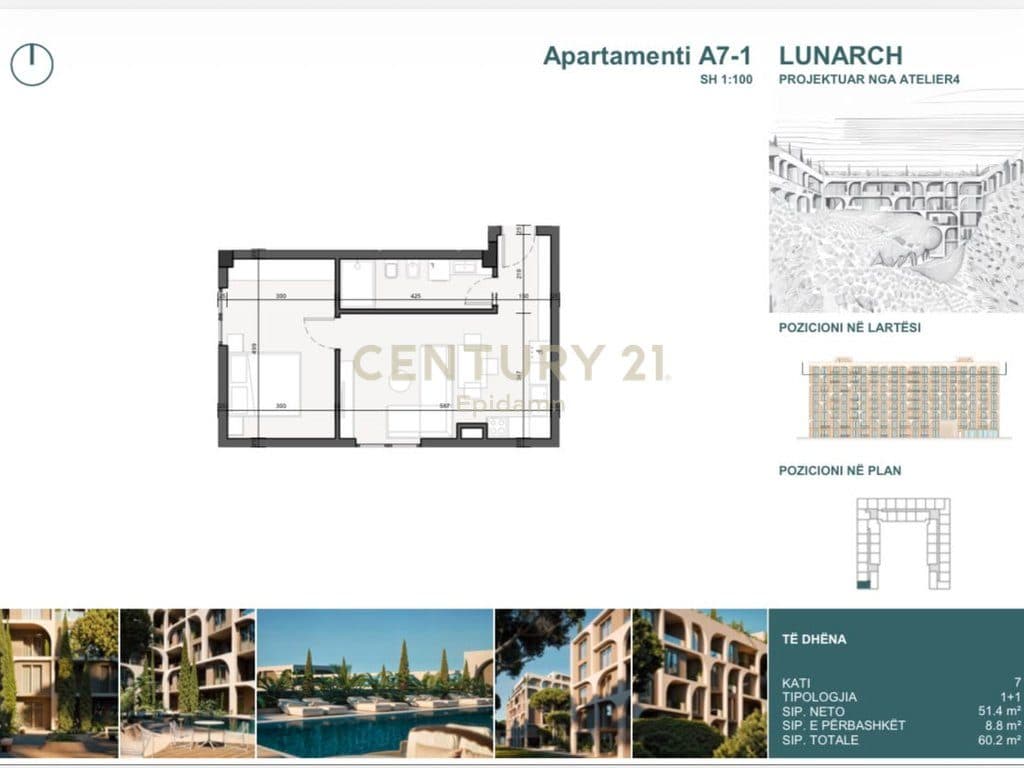 EXCLUSIVE ! Apartament 1+1 për shitje në Lunarch Residence Mali i Robit ! 4