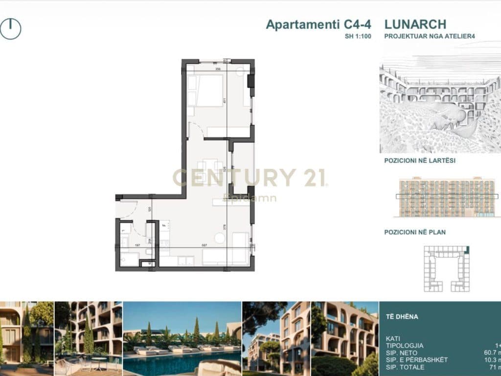 EXCLUSIVE ! Apartament 1+1 për shitje në Lunarch Residence Mali i Robit ! 4