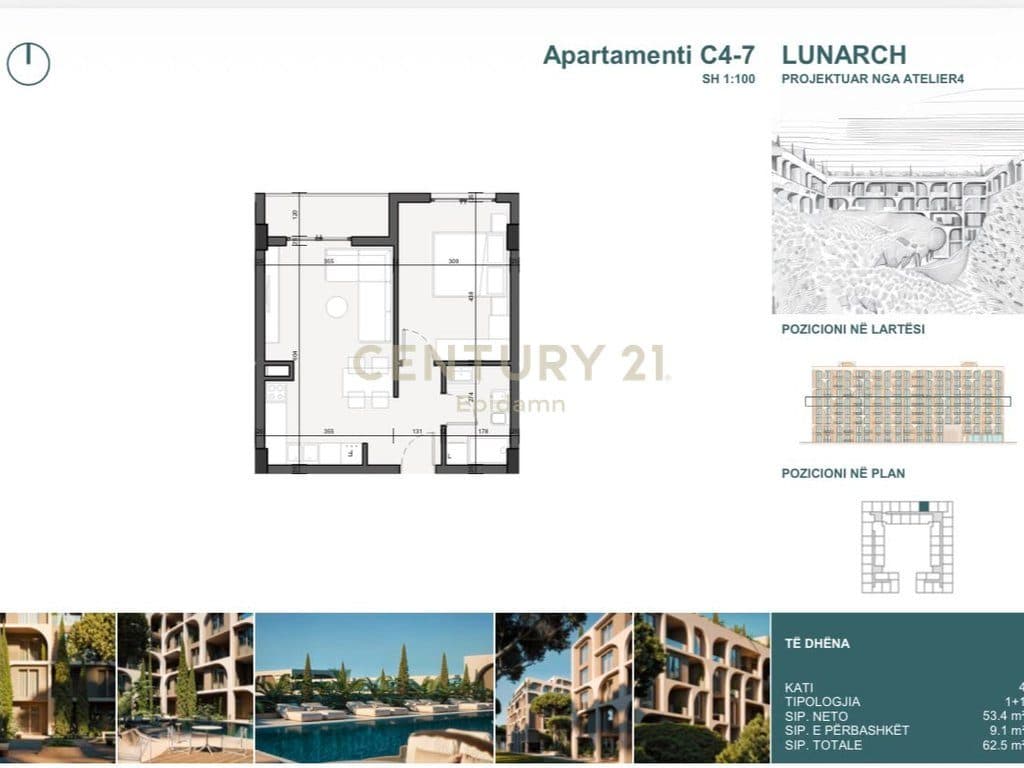 EXCLUSIVE ! Apartament 1+1 për shitje në Lunarch Residence Mali i Robit ! 4