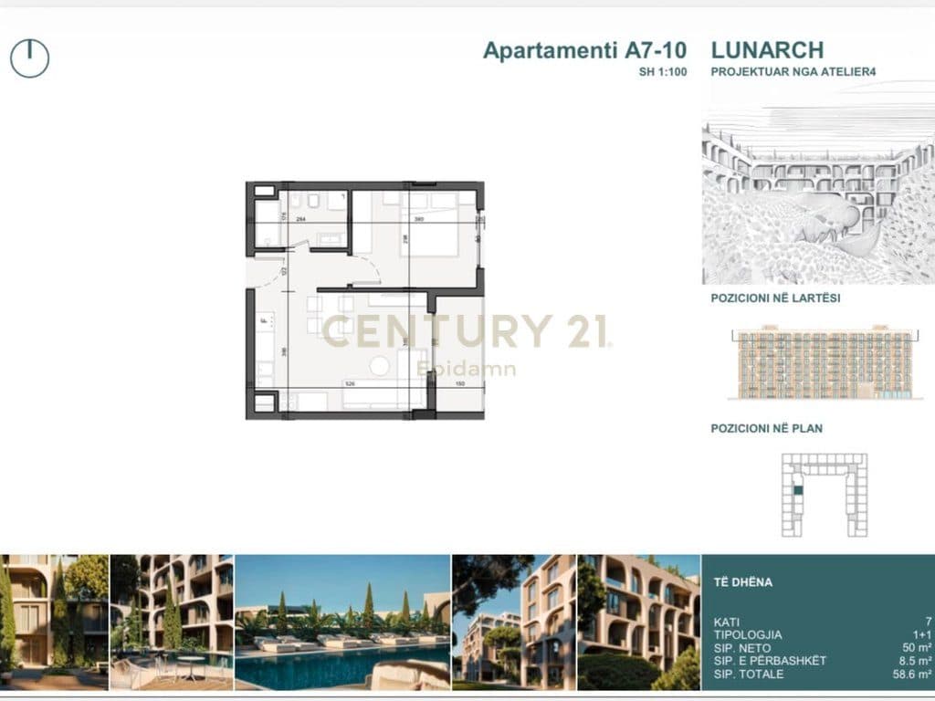 EXCLUSIVE ! Apartament 1+1 për shitje në Lunarch Residence Mali i Robit ! 4