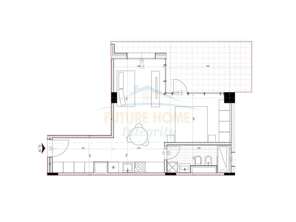Shitet, Apartament 1+1, Unaza e Re, Tiranë.