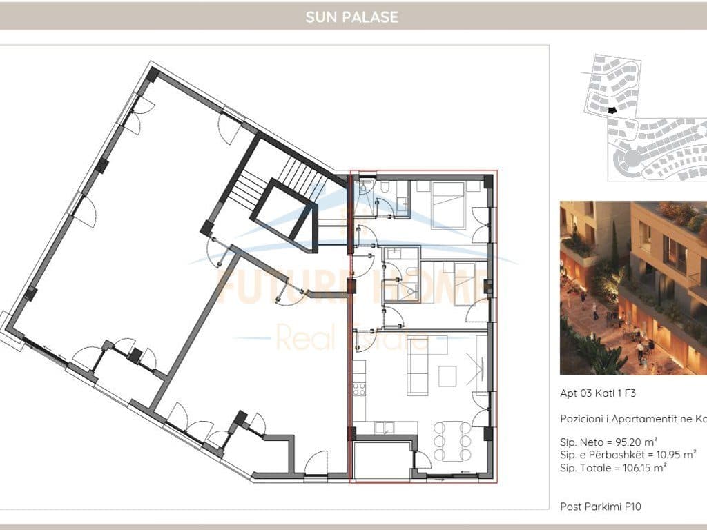 Shitet, Apartament 2+1, Sun Palase Residence, Palasë 4
