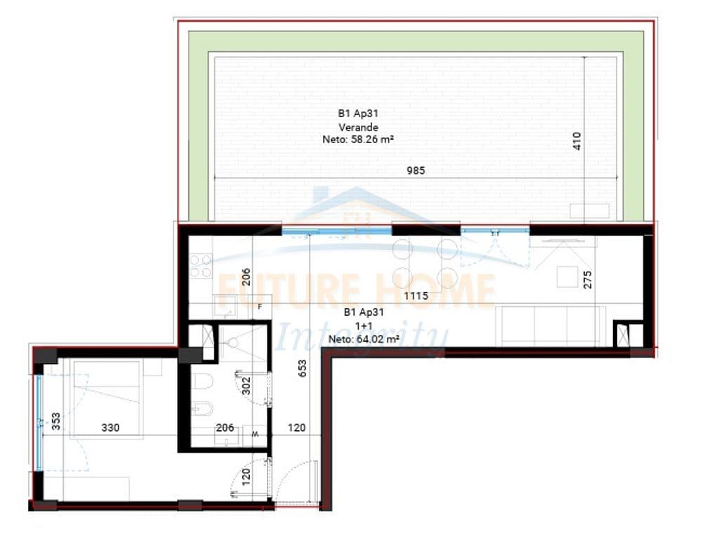Shitet, Apartament 1+1+Verandë, Village Square, Dhërmi.