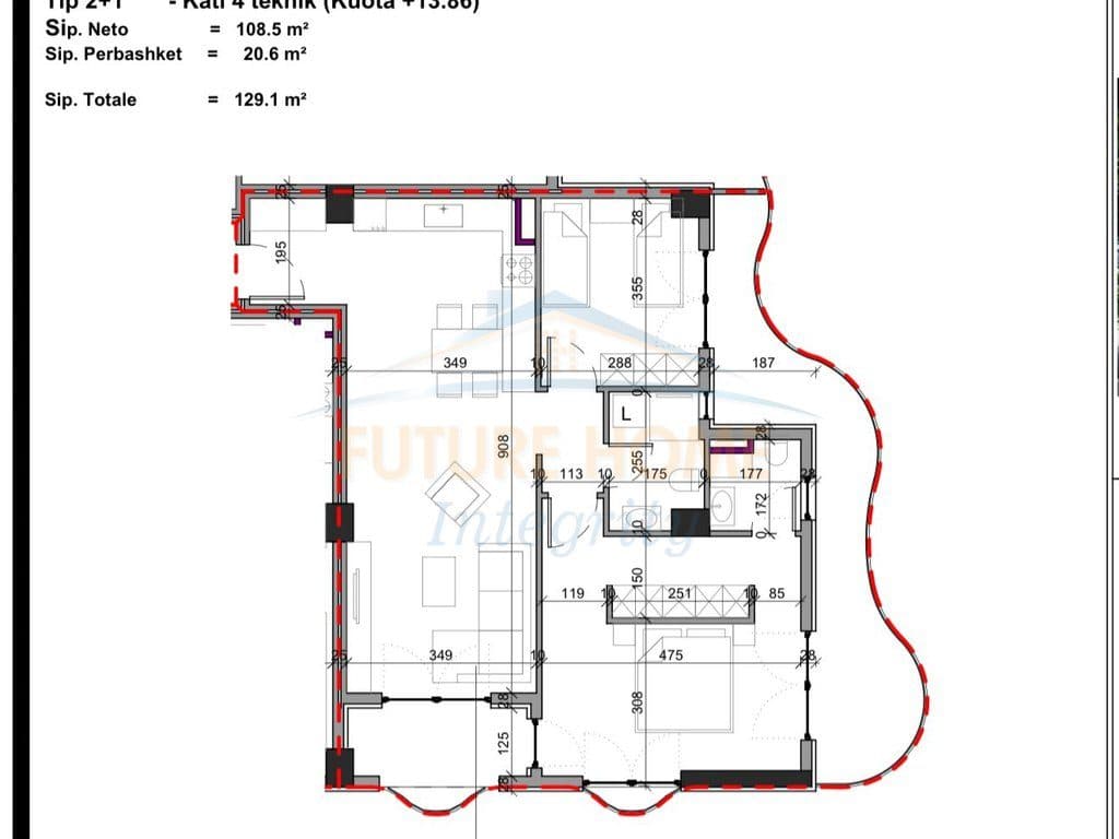 Shitet, Apartament 2+1+2, Kompleksi Aluna, Tiranë. 3