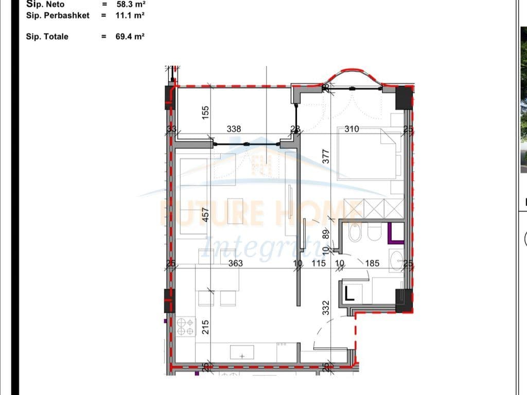 Shitet, Apartament 1+1, Kompleksi Aluna, Tiranë. 3