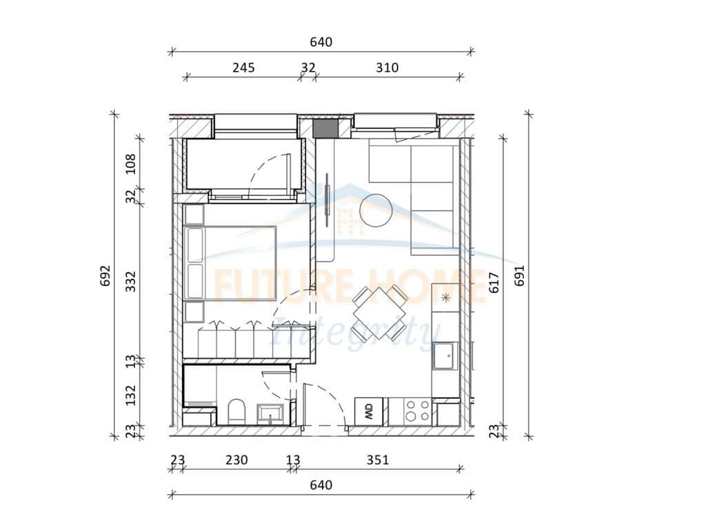 Shitet, Apartament 1+1, Kompleksi Kadiu, Tiranë. 3