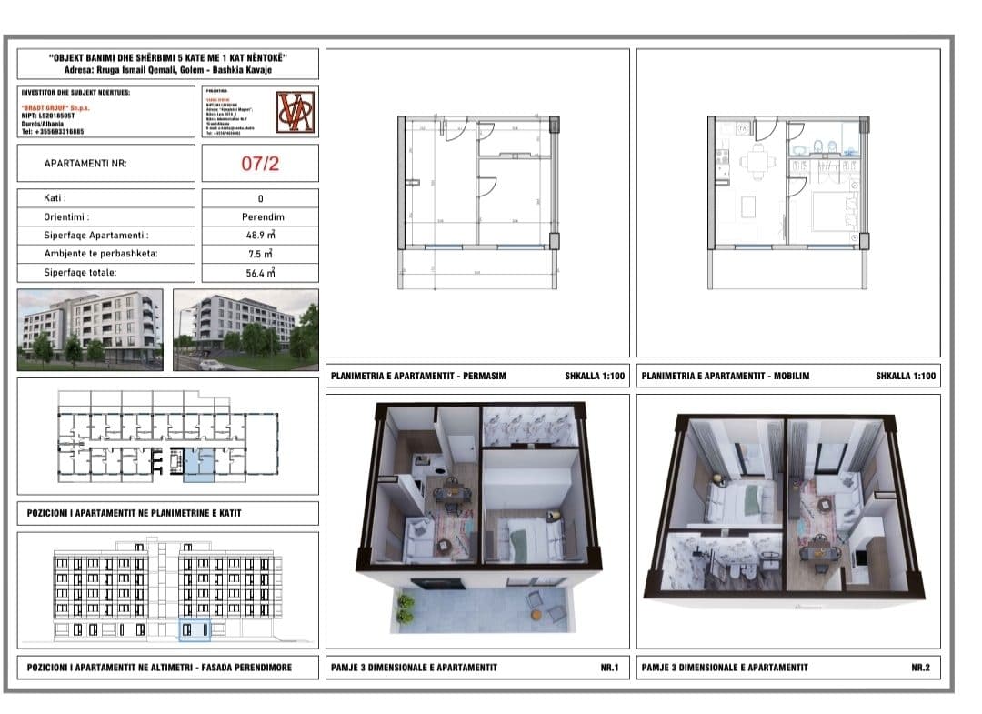 Apartament 1+1 per Shitje në Golem, Durrës