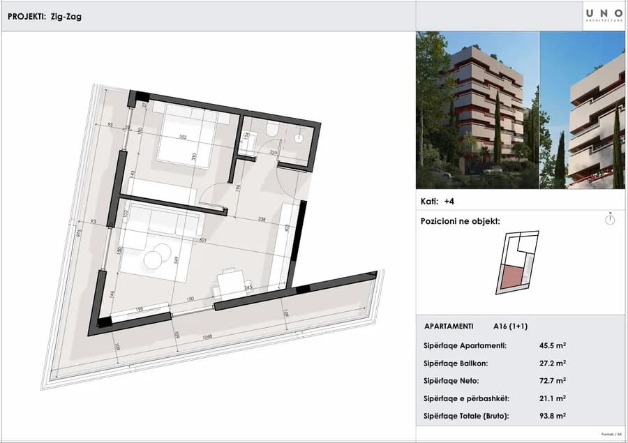 Pronë për Shitje në Sarandë: Apartament me Një Dhomë Gjumi 93.8 m² | ZIG ZAG Residence-Apt 16 2