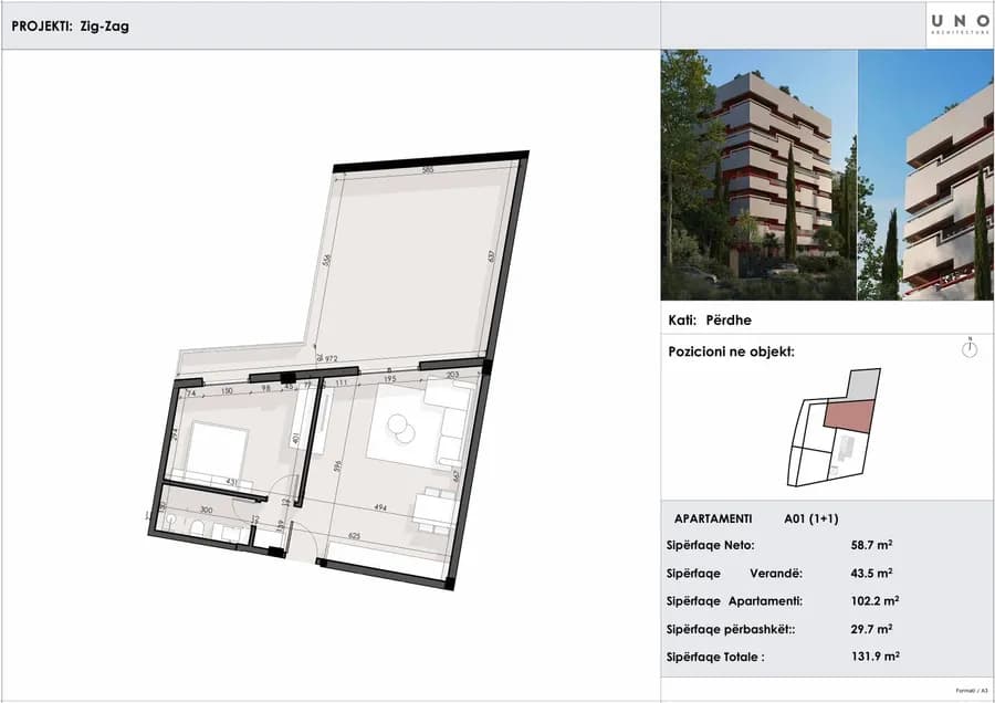 ZIG ZAG Residence – 132 m² Apartament 1+1 për Shitje në Sarandë-Apt 01 2
