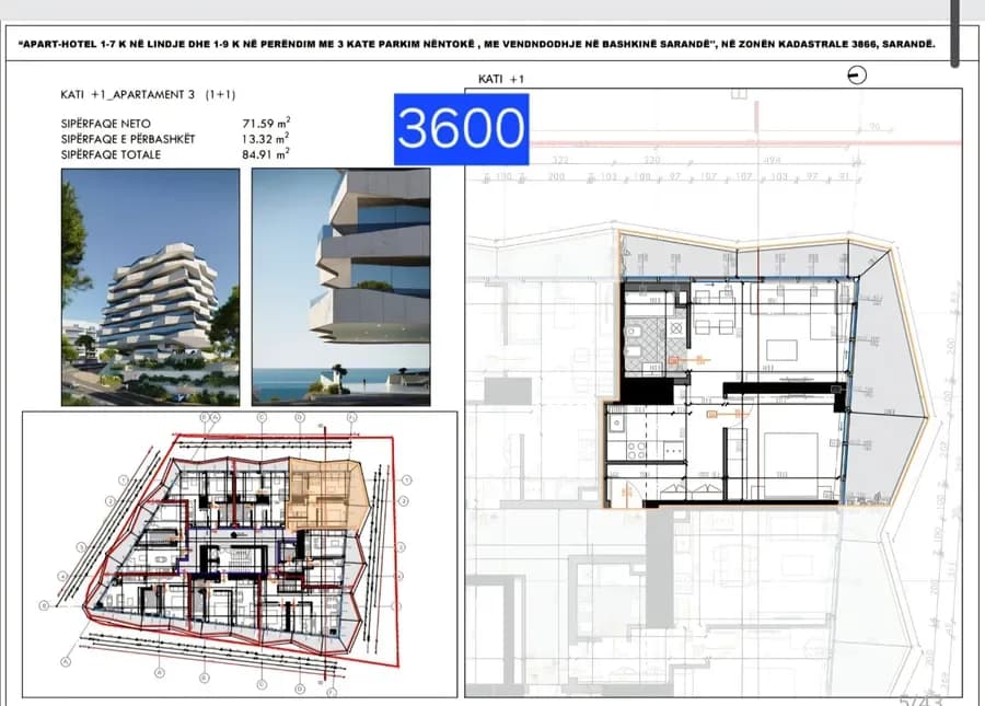 Apartament i Ri 1+1 për Shitje në Sarandë | Saranda Vista Residence/Apt 3 2