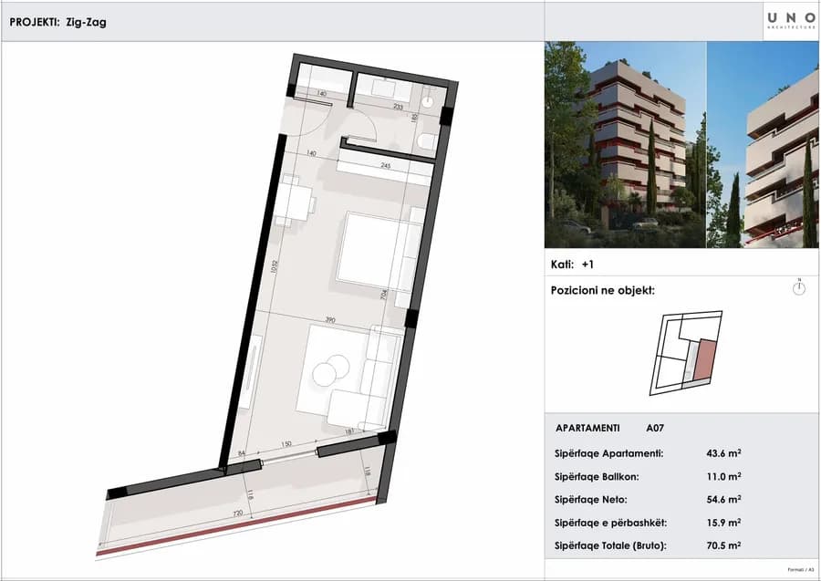 Apartament Studio 70 m² për Shitje në Sarandë | ZIG ZAG Residence-Apt 07 2