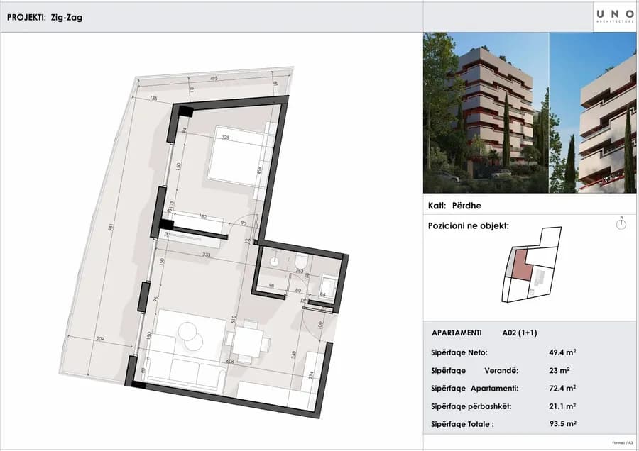 Apartament i Gjerë 94 m² për Shitje në ZIG ZAG Residence, Sarandë-Apt 02 2