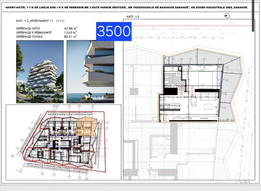Apartament Modern 1+1 për Shitje – Saranda Vista Residence, Sarandë/Apt 11 2