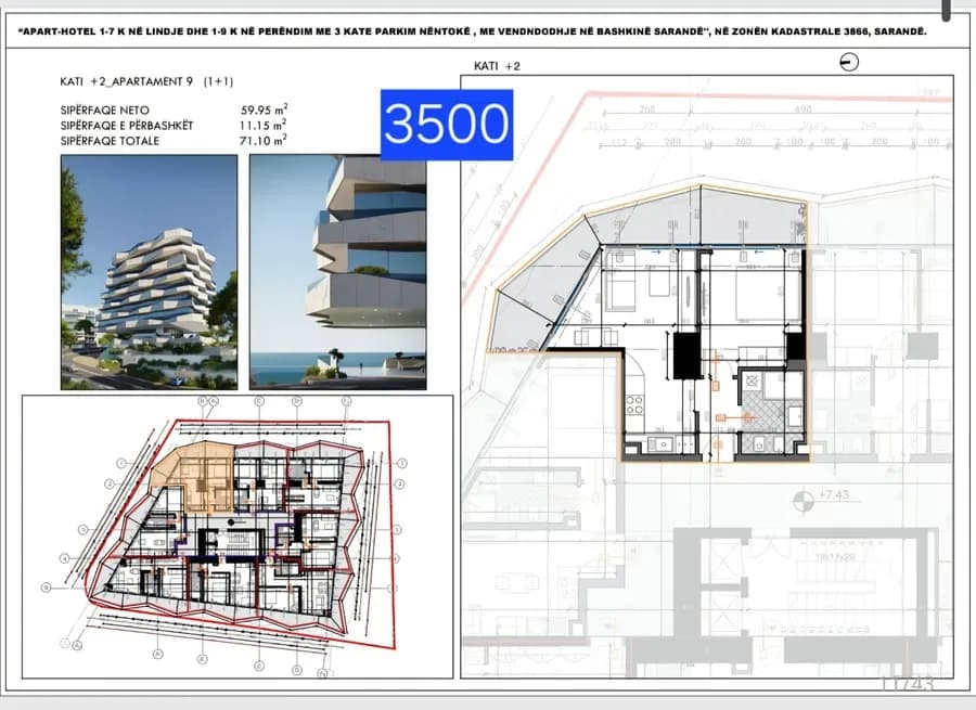 Apartament 1+1 për Shitje në Sarandë – Saranda Vista Residence | Rezidencë Premium/Apt 9 2