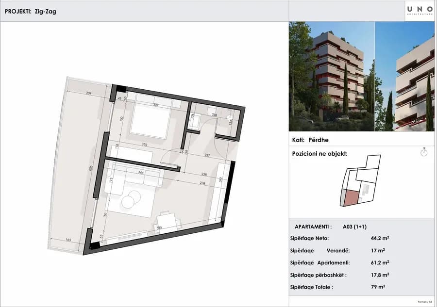 Apartament Modern 79 m² 1+1 për Shitje në ZIG ZAG Residence, Sarandë 2