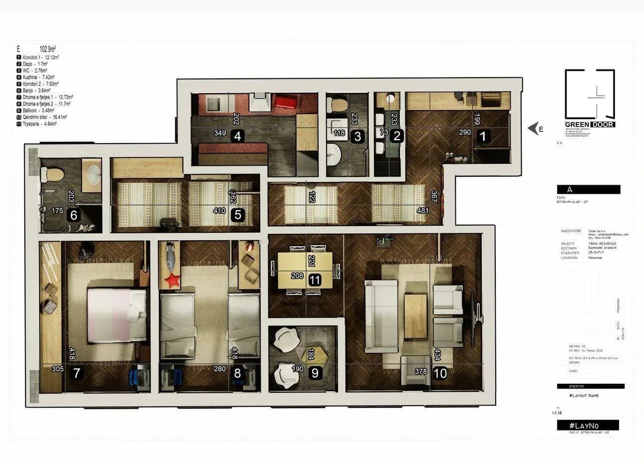 BANESË PËR SHITJE TEK PRISHTINA E RE! 102.90m2 KATI 7 1