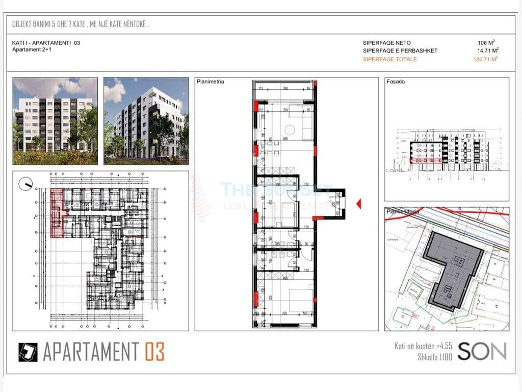 Apartament 2+1+2 për shitje në kompleksin rezidencial Space City