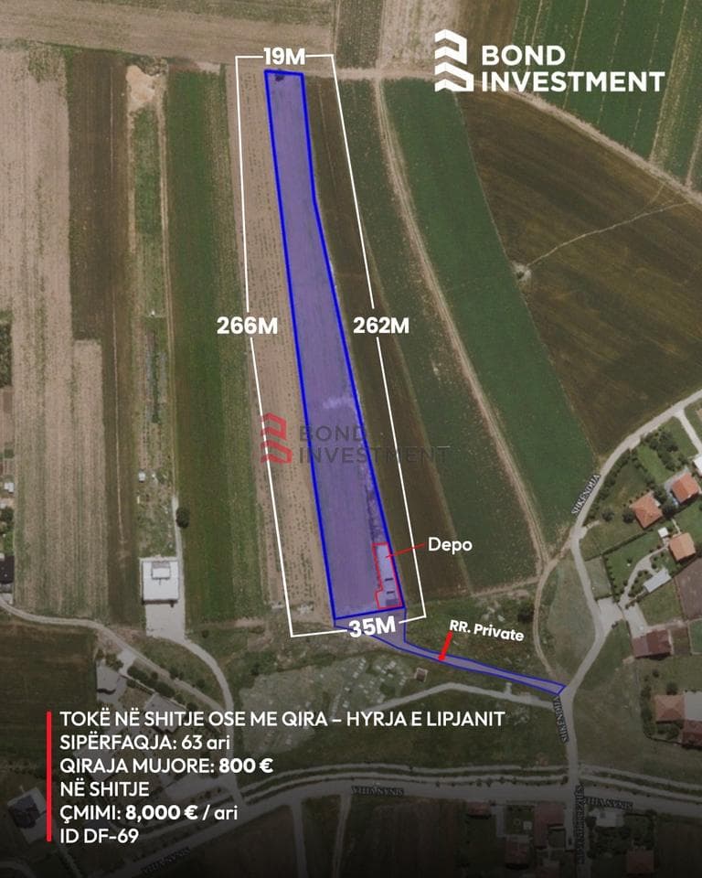 Tokë për Shitje ose Qira pranë Hyrjes së Lipjanit 1