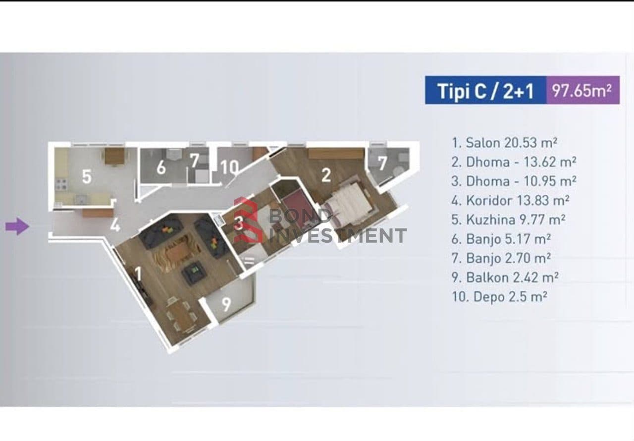 BANESË LUKSOZE NË SHITJE – TIPI C (2+1)