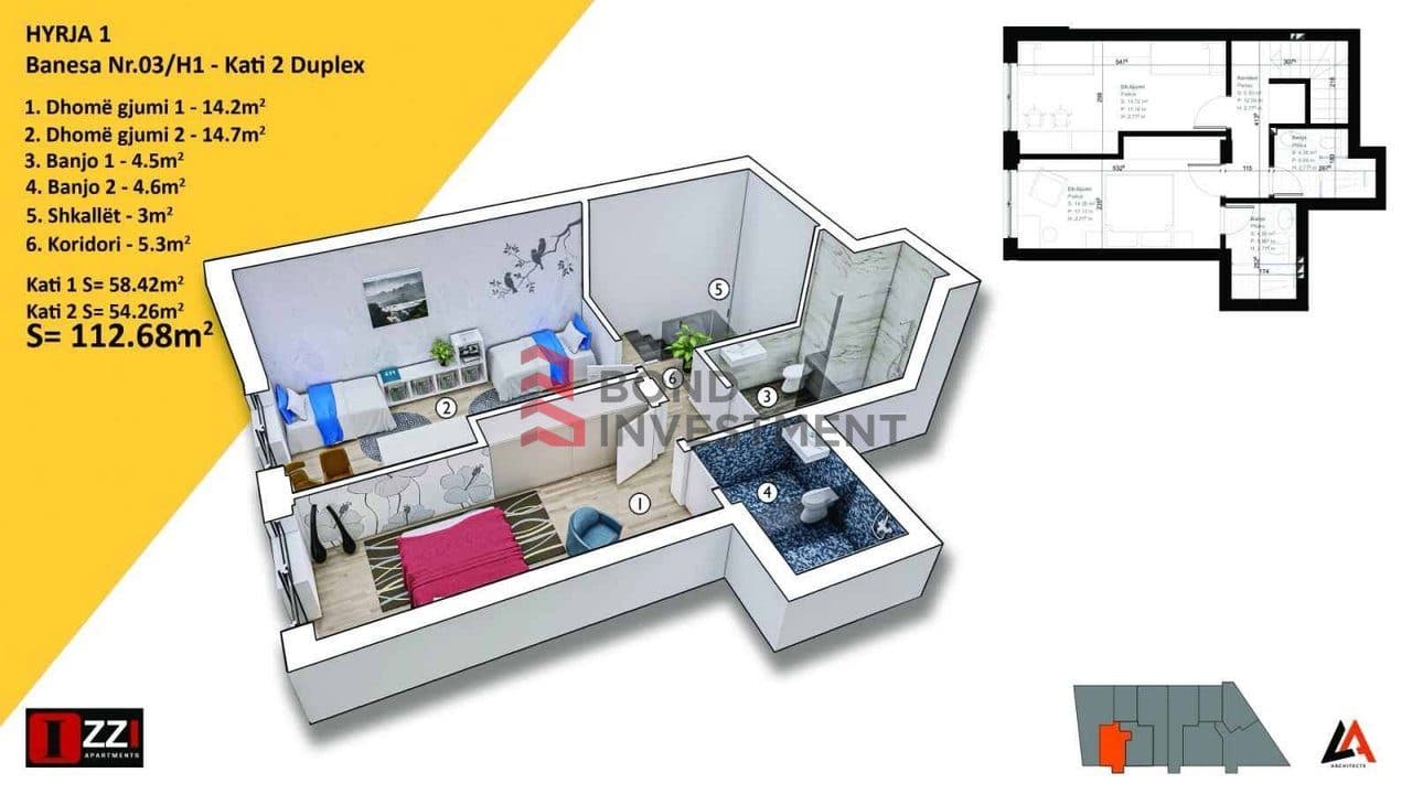 Apartament 2+2 Në Shitje në Mati 1, Prishtinë - 180288€ | 112.68 m²