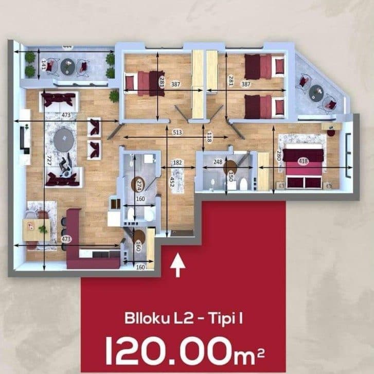 Apartament 3+1 për Shitje pranë Shkollës Pavarsija, Prishtinë 1