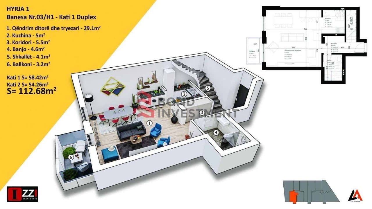 Apartament 2+2 Në Shitje në Mati 1, Prishtinë - 180288€ | 112.68 m² 2